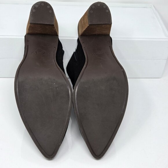 Splendid Womens 9 Suede Mules Roxana Pointed Toe Clog Chunky Block Heels Boho - Picture 7 of 11